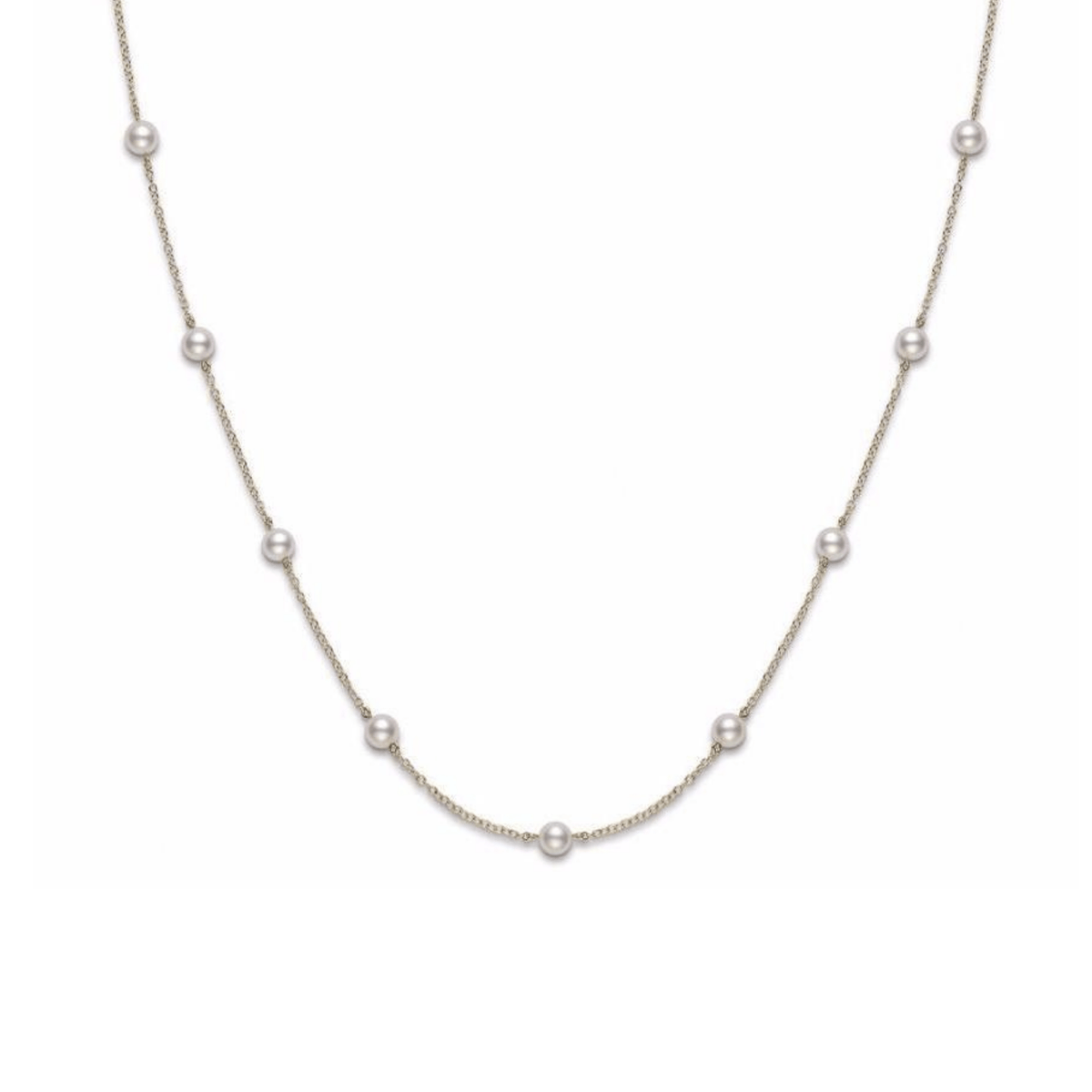 Mikimoto 18K Yellow Gold Akoya Cultured Pearl Station Necklace