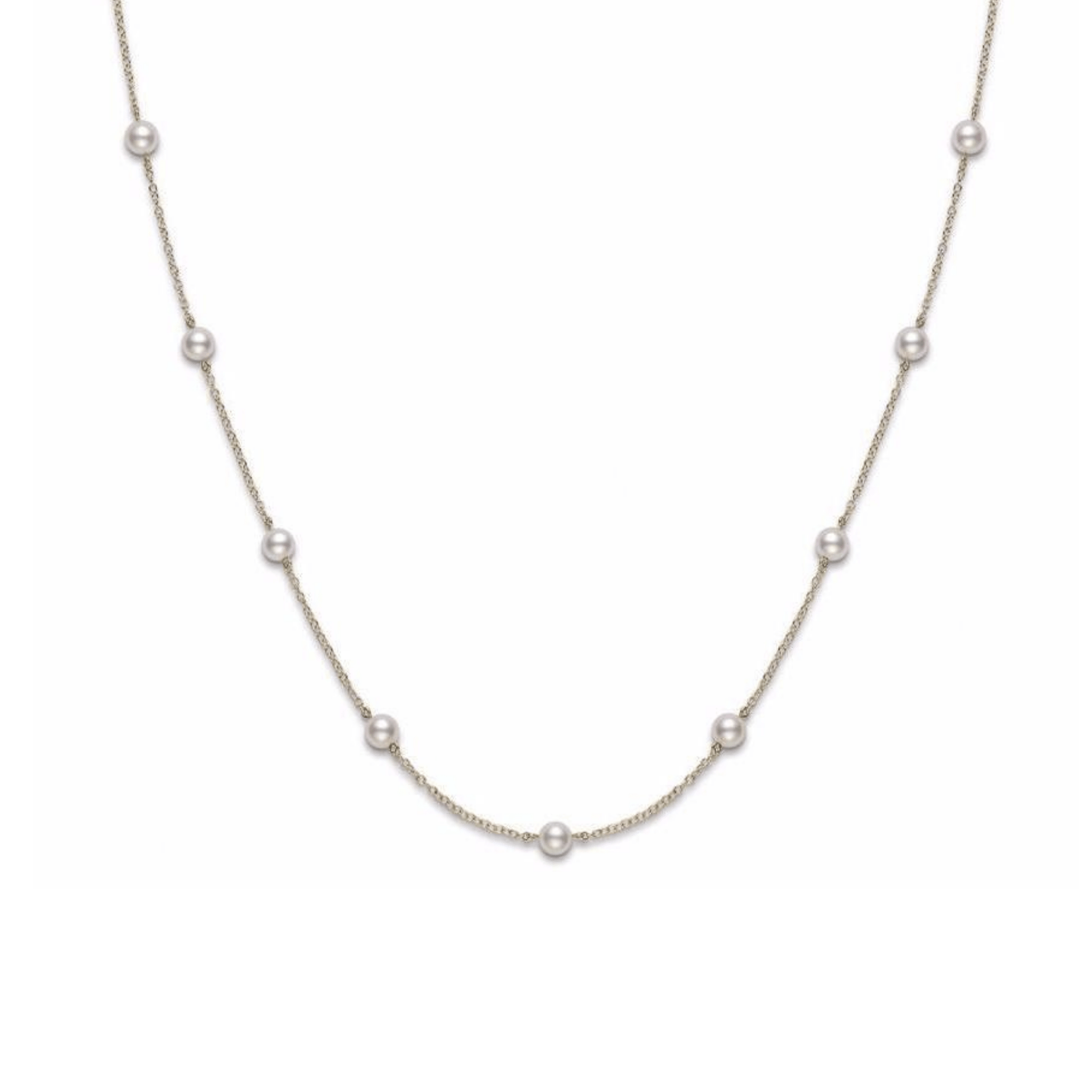 Mikimoto 18K Yellow Gold Akoya Cultured Pearl Station Necklace