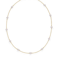 Mikimoto 18K Yellow Gold Akoya Cultured Pearl Station Necklace