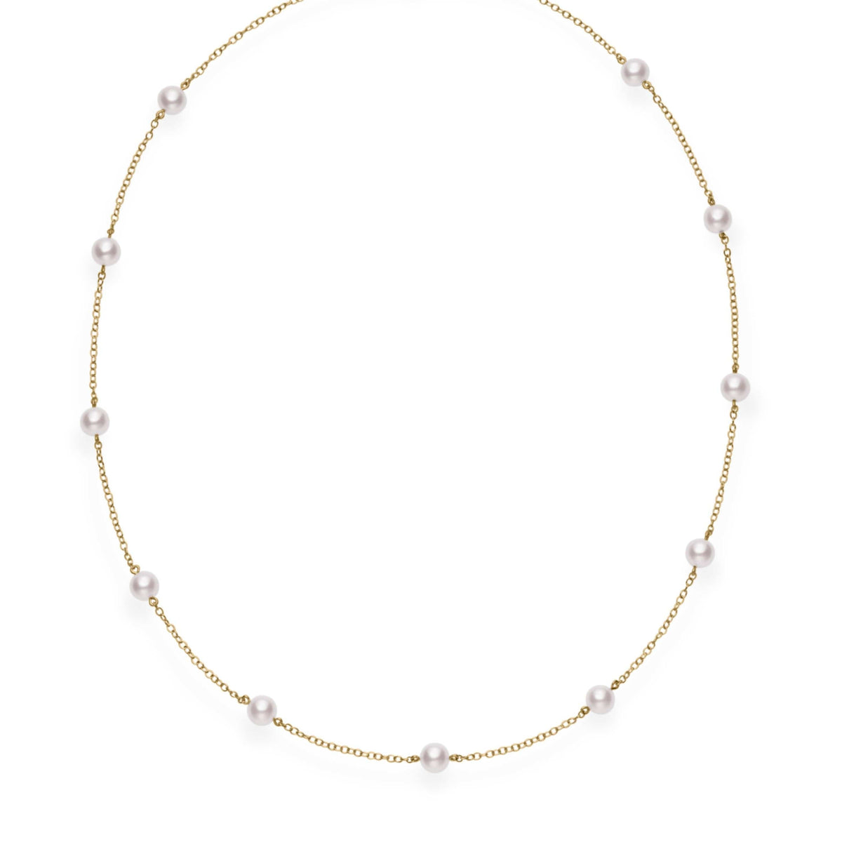 Mikimoto 18K Yellow Gold Akoya Cultured Pearl Station Necklace