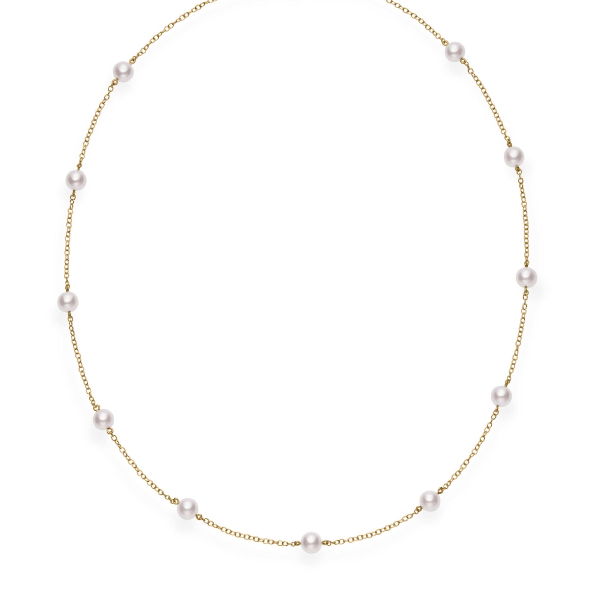 Mikimoto 18K Yellow Gold Akoya Cultured Pearl Station Necklace