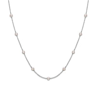 Mikimoto 18K White Gold Akoya Cultured Pearl Station Necklace