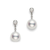 Mikimoto 18K White Gold Pearl Drop Earrings