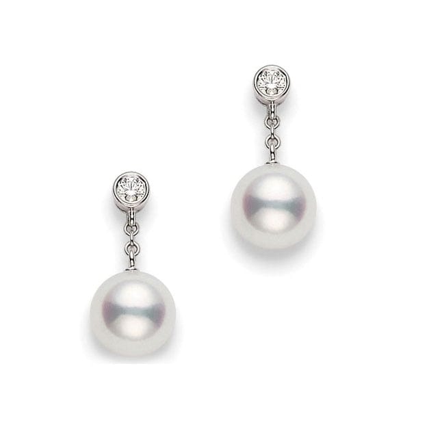 Mikimoto 18K White Gold Pearl Drop Earrings