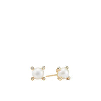 Cable Earrings with Diamonds and Pearls in Gold