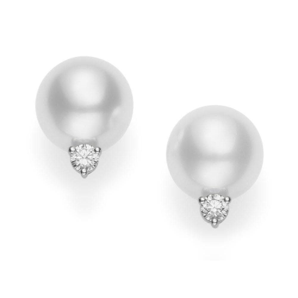 18K White Gold Pearl and Diamond Earrings
