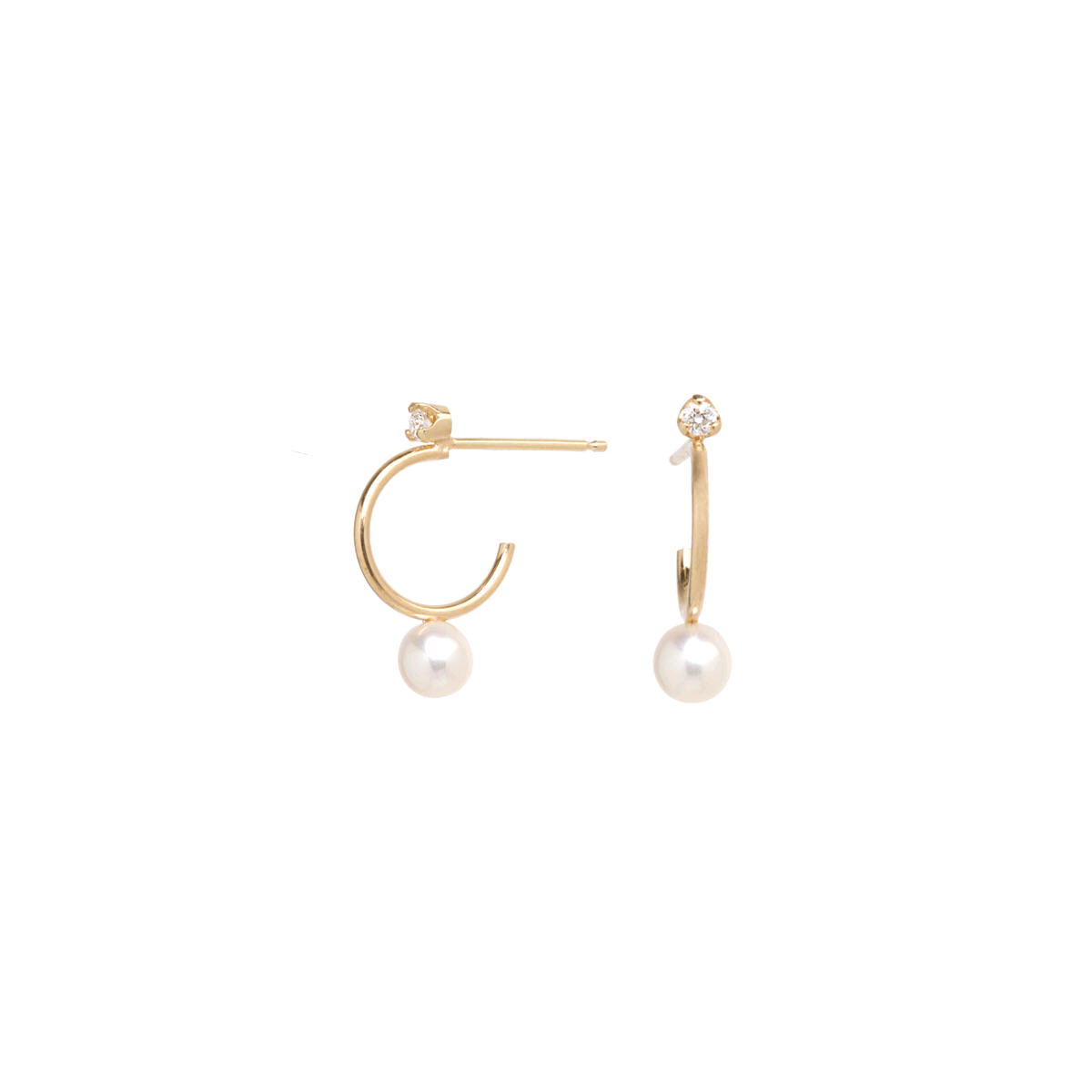 14K Yellow Gold Pearl Earrings
