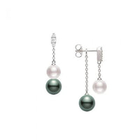 Mikimoto 18K White Gold Double Pearl Drop Earrings
