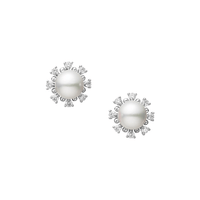 Mikimoto 18K White Gold Pearl and Diamond Stud Earrings