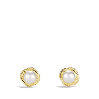 Infinity Stud Earrings with Pearls in Gold