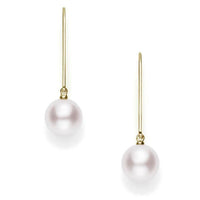 18K Yellow Gold Pearl Wire Earrings