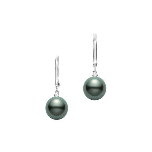 Mikimoto 18K White Gold Black South Sea Pearl Drop Earrings
