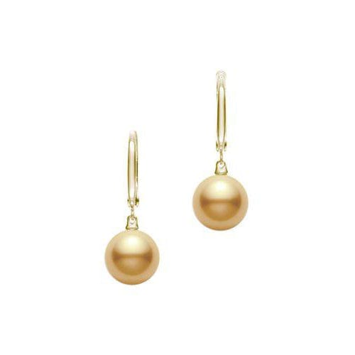 Mikimoto 18K Yellow Gold Golden South Sea Pearl Drop Earrings
