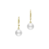 Mikimoto 18K Yellow Gold White South Sea Pearl Drop Earrings