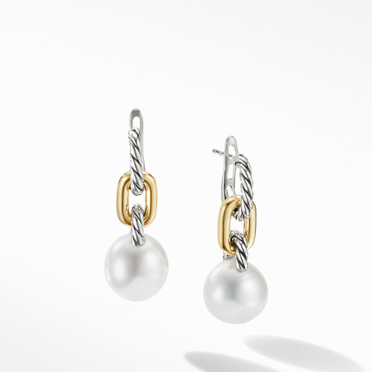 DY Madison® Pearl Chain Drop Earrings in Sterling Silver with 18K Yellow Gold