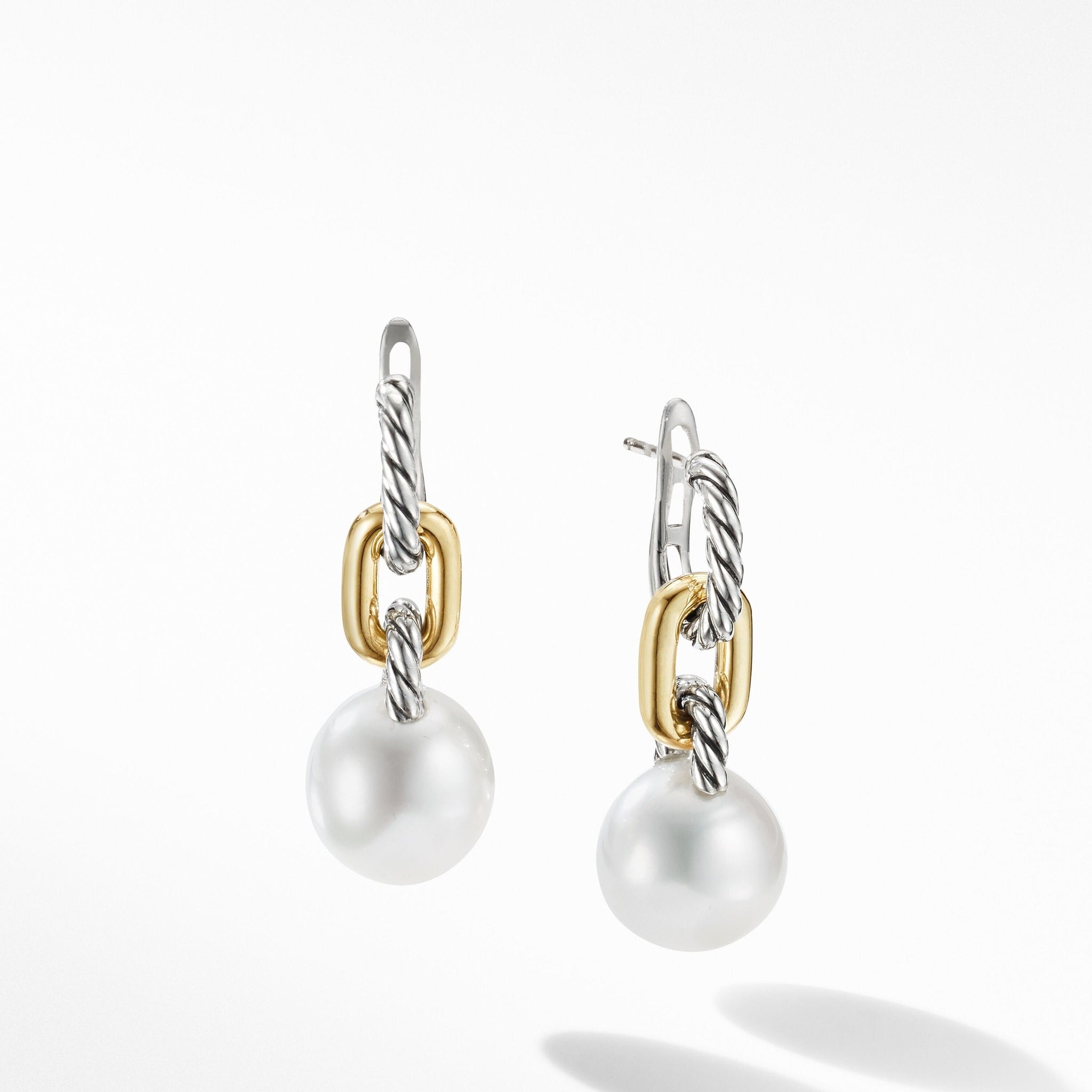 DY Madison® Pearl Chain Drop Earrings in Sterling Silver with 18K Yellow Gold