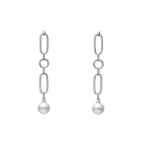 Mikimoto 18K White Gold Pearl Link Drop Earrings