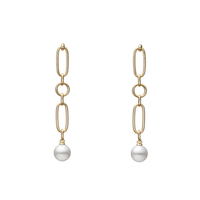Mikimoto 18K Yellow Gold Pearl Link Drop Earrings