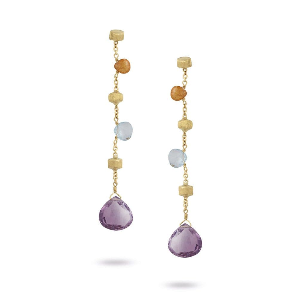 Marco Bicego Paradise 18K Yellow Gold Mixed Stones Drop Earrings