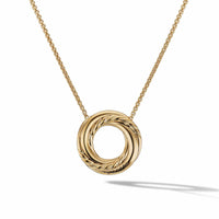 Petite Pavé Crossover Pendant Necklace in 18K Yellow Gold with Diamonds, Yellow Gold, Long's Jewelers