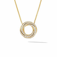 Petite Pavé Crossover Pendant Necklace in 18K Yellow Gold with Diamonds, Yellow Gold, Long's Jewelers