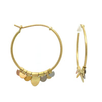 Platinum and 18K Tri-Color Gold Rainbow Flutter Hoop Earrings, Platinum, Gold, Long's Jewelers