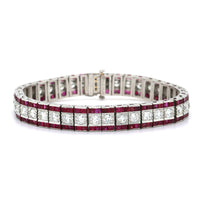 Platinum 3 Row Diamond and Ruby Bracelet, Platinum, Long's Jeweler's