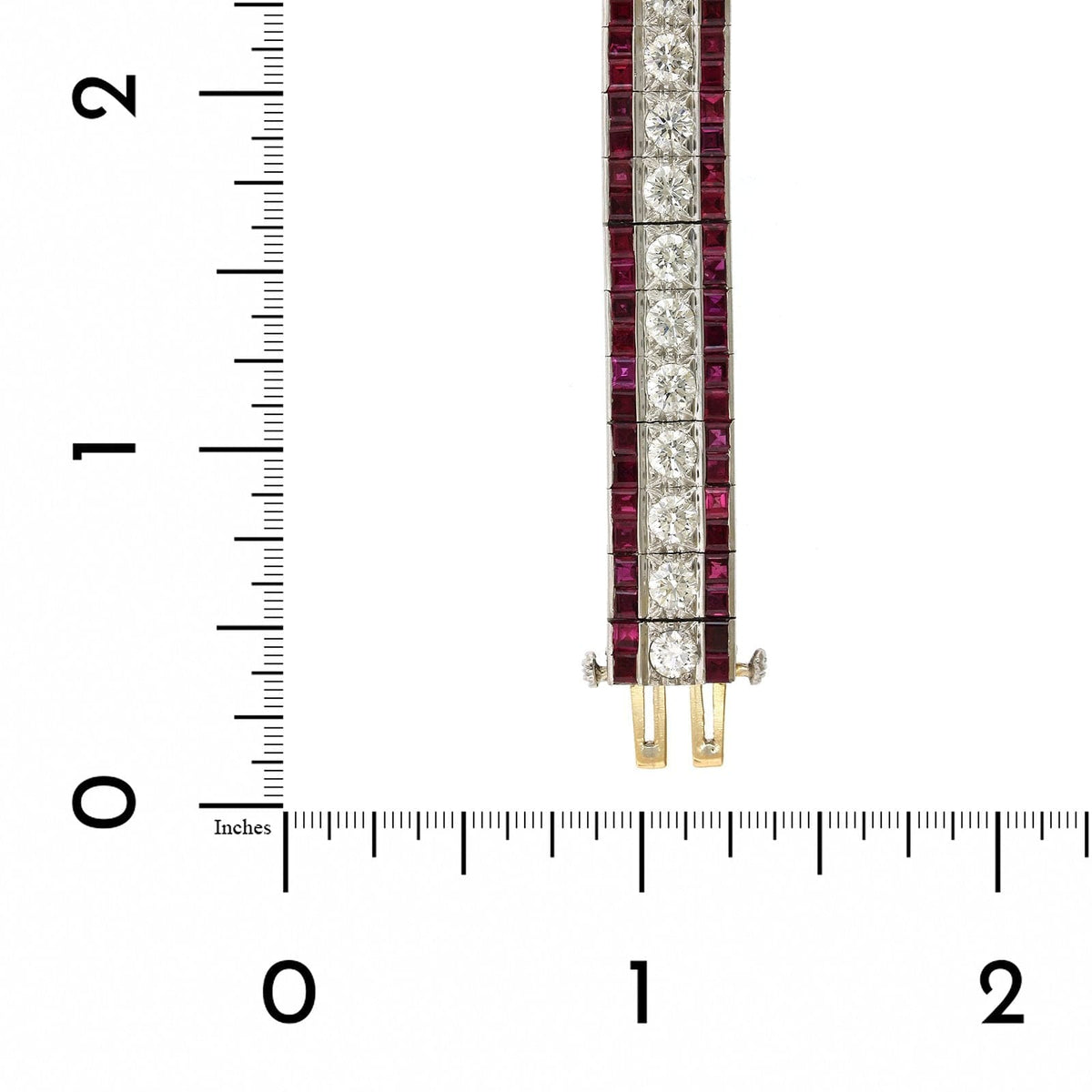 Oscar Heyman Platinum 3 Row Diamond and Ruby Bracelet