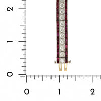 Oscar Heyman Platinum 3 Row Diamond and Ruby Bracelet