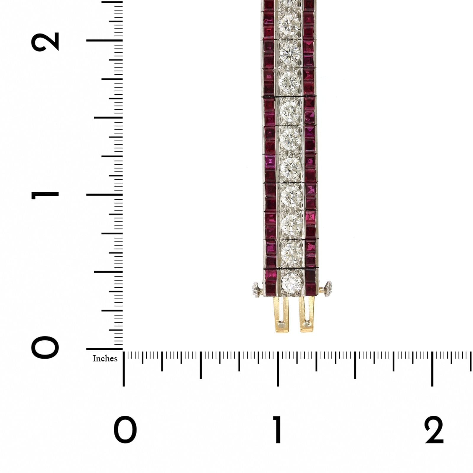 Oscar Heyman Platinum 3 Row Diamond and Ruby Bracelet