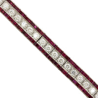 Oscar Heyman Platinum 3 Row Diamond and Ruby Bracelet