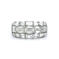Platinum 3 Row Emerald Cut Diamond Band, Platinum, Long's Jewelers