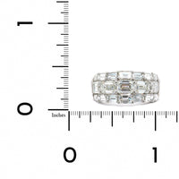 Platinum 3 Row Emerald Cut Diamond Band