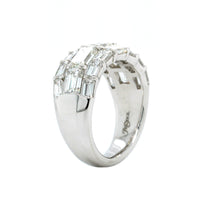 Platinum 3 Row Emerald Cut Diamond Band