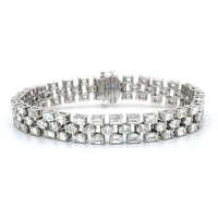 Platinum 3 Row Emerald and Oval Cut Diamond Bracelet, Platinum, Long's Jewelers
