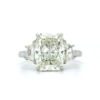 Platinum 3 Stone Emerald Cut Diamond with Trap Sides Engagement Ring, Platinum, Long's Jewelers