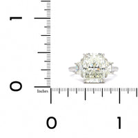 Platinum 3 Stone Emerald Cut Diamond with Trap Sides Engagement Ring