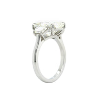 Platinum 3 Stone Emerald Cut Diamond with Trap Sides Engagement Ring