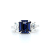 Platinum 3 Stone Emerald Sapphire and Diamond Ring, Platinum, Long's Jewelers