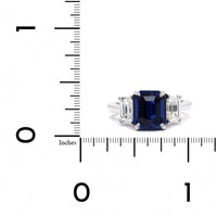 Platinum 3 Stone Emerald Sapphire and Diamond Ring