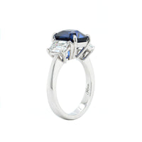 Platinum 3 Stone Emerald Sapphire and Diamond Ring