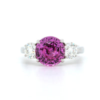 Platinum 3 Stone Pink Sapphire and Diamond Ring, Platinum, Long's Jewelers