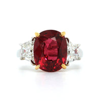 Platinum 3 Stone Red Spinel and Diamond Ring, Platinum, Long's Jeweler's