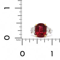 Oscar Heyman Platinum 3 Stone Red Spinel and Diamond Ring