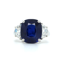 Platinum 3 Stone Sapphire and Diamond Ring, Platinum, Long's Jewelers