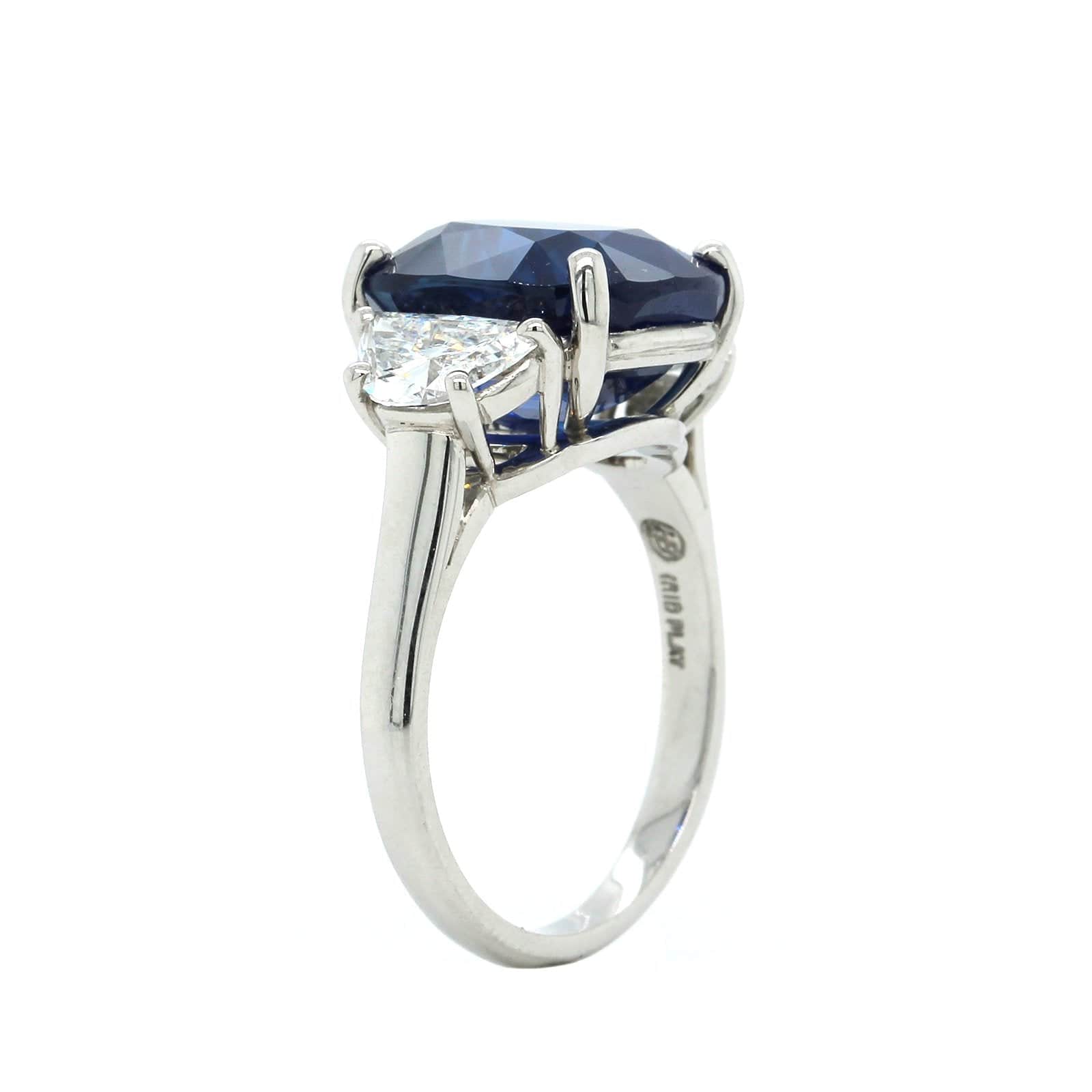 Oscar Heyman Platinum 3 Stone Sapphire and Diamond Ring