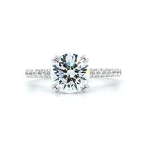 Platinum 4 Double Prong Hidden Diamond Halo Engagement Ring Setting, Platinum, Long's Jewelers