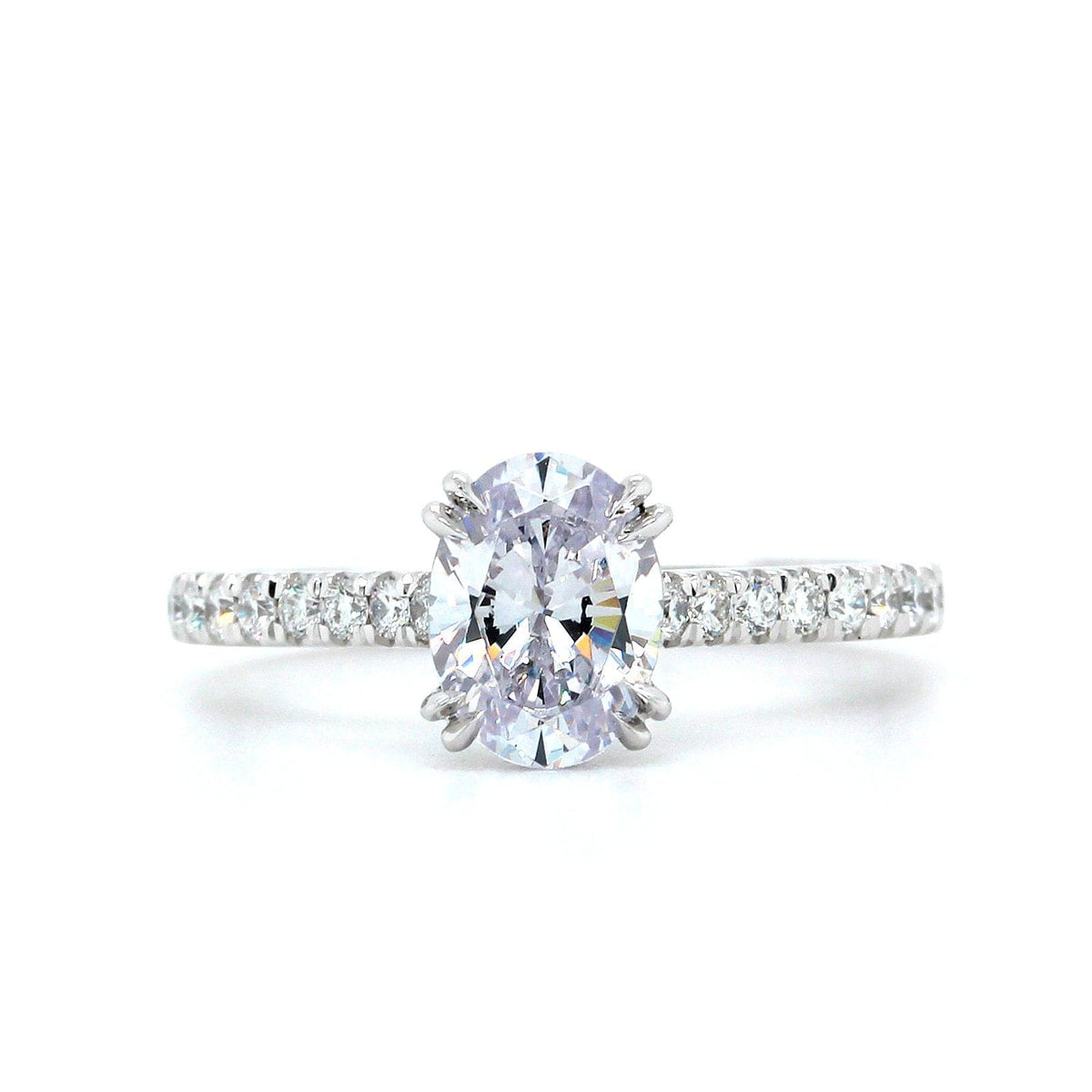 Platinum 4 Double Prong Hidden Diamond Halo Engagement Ring Setting, Platinum, Long's Jewelers