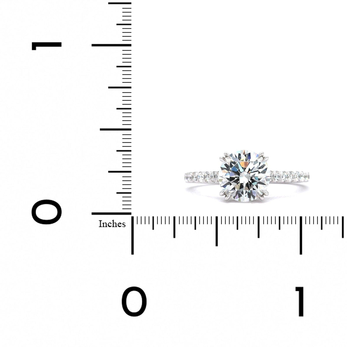 Platinum 4 Double Prong Hidden Diamond Halo Engagement Ring Setting