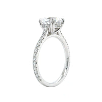 Platinum 4 Double Prong Hidden Diamond Halo Engagement Ring Setting
